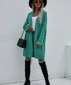 MY Smaibulun | Braid Open Knit Long Cardigan - Green New In Clothing