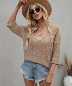 MY CAUGHT KNIT TOP - KHAKI