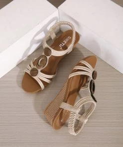 New In Shoes SIKETU | KHAKI WOODEN RING SLINGBACK