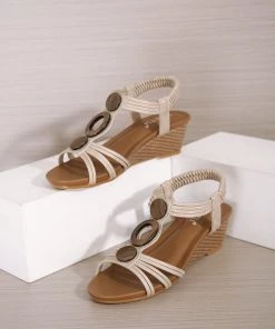 New In Shoes SIKETU | KHAKI WOODEN RING SLINGBACK