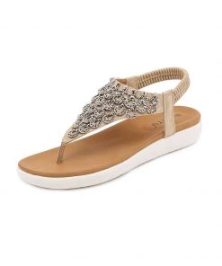 SIKETU | KHAKI V-STRAP RHINESTONE SANDAL
