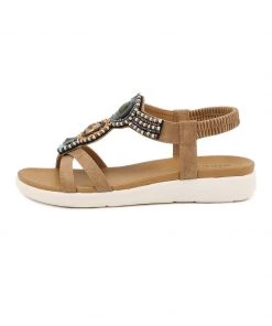 New In Shoes SIKETU | KHAKI STONE-EMBELLISHED SANDAL