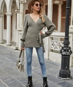 MY Smaibulun | LEONORA Bishop Sleeve Knit Top - Khaki
