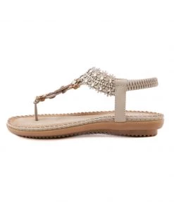 SIKETU | KHAKI FLORAL-ACCENT RHINESTONE SANDAL NEW ARRIVALS
