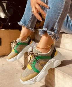 HT En Bloom | Khaki Green Ugly Sole Sneaker