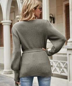 MY Smaibulun | LEONORA Bishop Sleeve Knit Top - Khaki