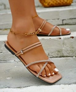 HT EN BLOOM | MANHATTENER RHINESTONE SLIDE LATTE NEW ARRIVALS