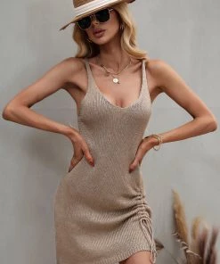 MY NEW ARRIVALS SELAH KNIT DRESS - KHAKI