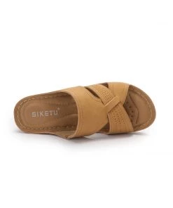 New In Shoes Perforated Crisscross Sip On Wedge Sandals - SIKETU