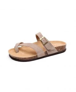 GLF New In Shoes Maibulun | Latte Buckle-Accent Suede Upper Sandal