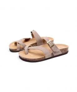 GLF New In Shoes Maibulun | Latte Buckle-Accent Suede Upper Sandal