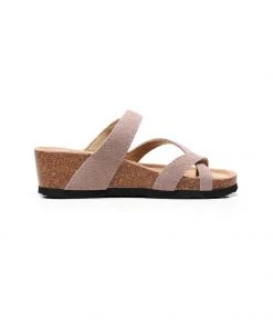 GLF Maibulun | Latte Criss Cross Toe Suede Upper Wedge Sandal