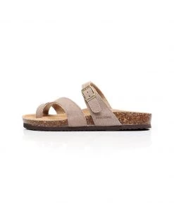 GLF New In Shoes Maibulun | Latte Buckle-Accent Suede Upper Sandal