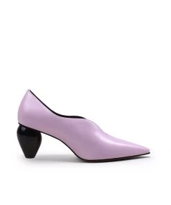 Jady Rose JadyRose | Scalloped Edges-Curve Shaped Leather Pump - Lavender