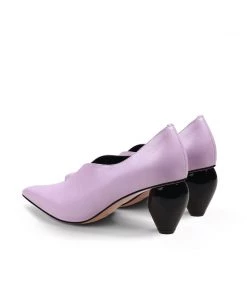 Jady Rose JadyRose | Scalloped Edges-Curve Shaped Leather Pump - Lavender