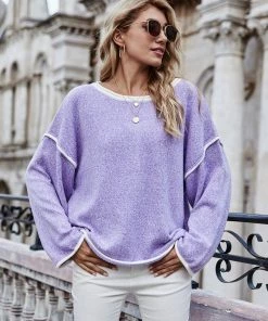 MY New In Clothing Smaibulun Doll | STEPHANIE Lavender Widen Neckline Knit Pullover