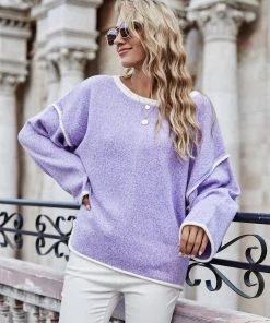 MY New In Clothing Smaibulun Doll | STEPHANIE Lavender Widen Neckline Knit Pullover