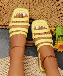 HT EN BLOOM | BRAIDED STRAP PLATFORM SANDAL LEMON