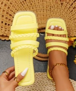 HT EN BLOOM | BRAIDED STRAP PLATFORM SANDAL LEMON