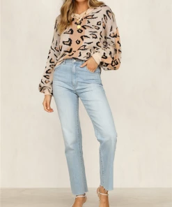 MY Smaibulun | NELLA Leopard Lantern Sleeve Knit Jumper New In Clothing