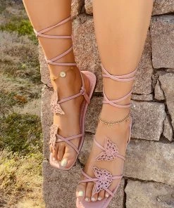 HT EN BLOOM | BUTTERFLY TRIM SLIDES GLADIATOR - LILAC NEW ARRIVALS