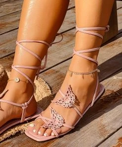 HT EN BLOOM | BUTTERFLY TRIM SLIDES GLADIATOR - LILAC NEW ARRIVALS