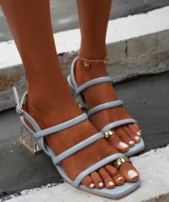 HT En Bloom | Maya Blue Gold Ring Toe Block Heel Slingback Sandals