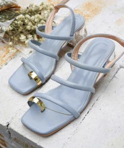 HT En Bloom | Maya Blue Gold Ring Toe Block Heel Slingback Sandals