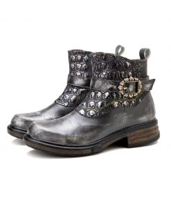 SOFFIA | Meteorite Floral Embossed Leather Chelsea Boot