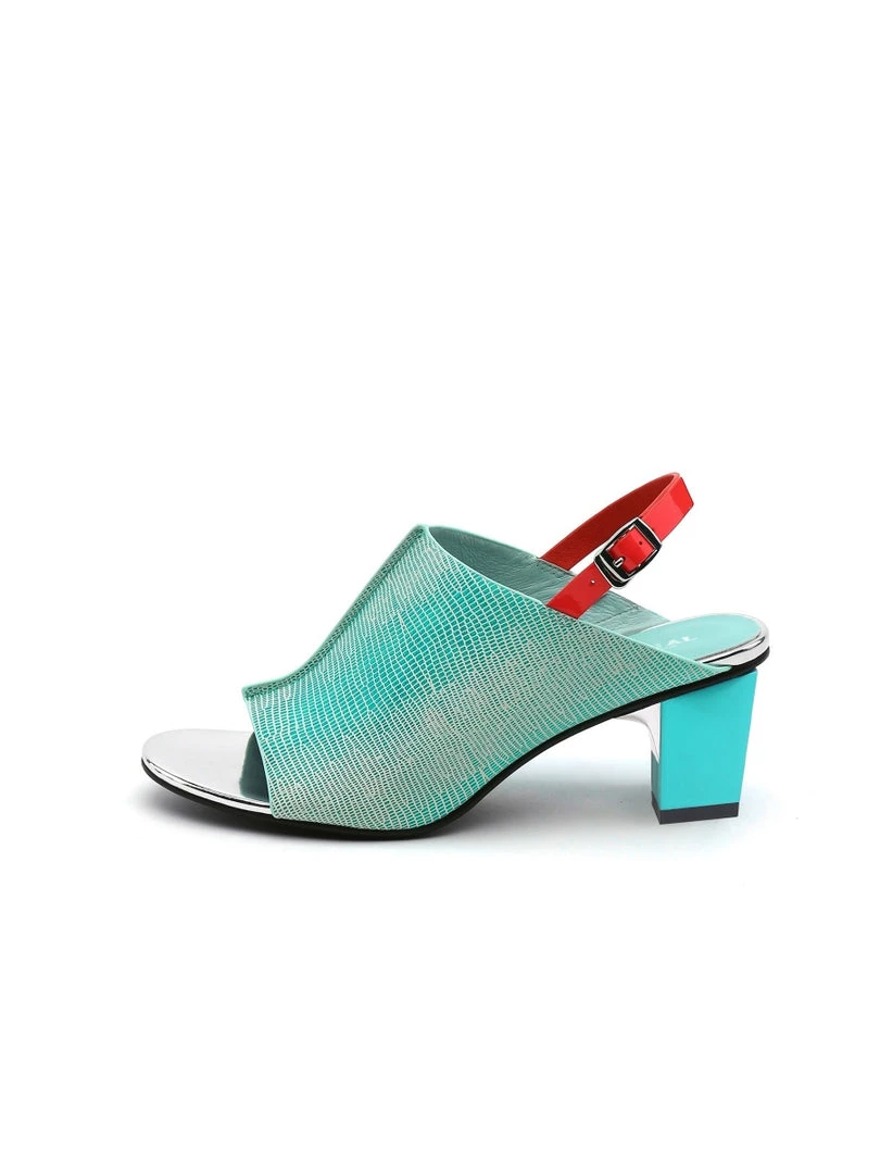 Jady Rose JadyRose | Chunky-Heel Leather Sandal - Mint 3 Jady Rose JadyRose | Chunky-Heel Leather Sandal - Mint