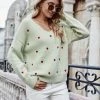 MY Smaibulun | Valentine Hearts Low V Neck Knit Sweater - Mint NEW ARRIVALS