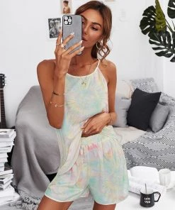 TAMIA LOUNGEWEAR SET - MINT TIE DYE