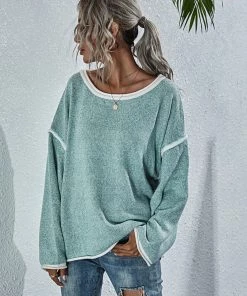 MY Smaibulun | STEPHANIE Mint Widen Neckline Knit Pullover