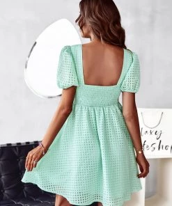 DY NOTEPAD SQUARE COLLAR MINI DRESS - MINT