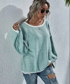 MY Smaibulun | STEPHANIE Mint Widen Neckline Knit Pullover