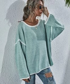 MY Smaibulun | STEPHANIE Mint Widen Neckline Knit Pullover