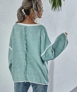MY Smaibulun | STEPHANIE Mint Widen Neckline Knit Pullover