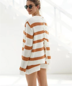 MY New In Clothing Smaibulun | MARGO Lace-Up Back Top & Shorts Knit Set - Mocca