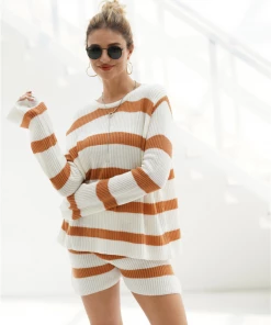 MY New In Clothing Smaibulun | MARGO Lace-Up Back Top & Shorts Knit Set - Mocca