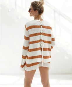 MY New In Clothing Smaibulun | MARGO Lace-Up Back Top & Shorts Knit Set - Mocca