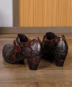 RXD New In Shoes SOFFIA | Metallic Mulberry Floral Embossed Leather Bootie