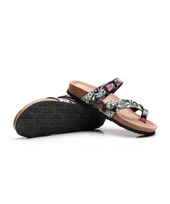 GLF NEW ARRIVALS Maibulun | Black Garden Buckle-Accent Suede Upper Sandal