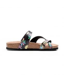 GLF NEW ARRIVALS Maibulun | Black Garden Buckle-Accent Suede Upper Sandal