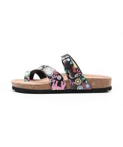 GLF NEW ARRIVALS Maibulun | Black Garden Buckle-Accent Suede Upper Sandal
