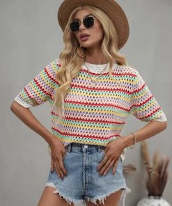 MY BEE CROCHET KNIT TOP - MULTI STRIP NEW ARRIVALS 15 MY BEE CROCHET KNIT TOP - MULTI STRIP NEW ARRIVALS