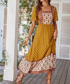 DY ISABELLA BOHO MAXI DRESS - MUSTARD New In Clothing