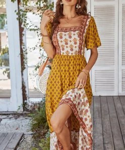 DY ISABELLA BOHO MAXI DRESS - MUSTARD New In Clothing