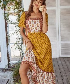 DY ISABELLA BOHO MAXI DRESS - MUSTARD New In Clothing