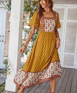DY ISABELLA BOHO MAXI DRESS - MUSTARD New In Clothing