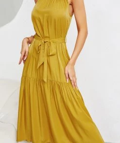 DY CADENCE Plain Midi Dress - Mustard New In Clothing 11 DY CADENCE Plain Midi Dress - Mustard New In Clothing